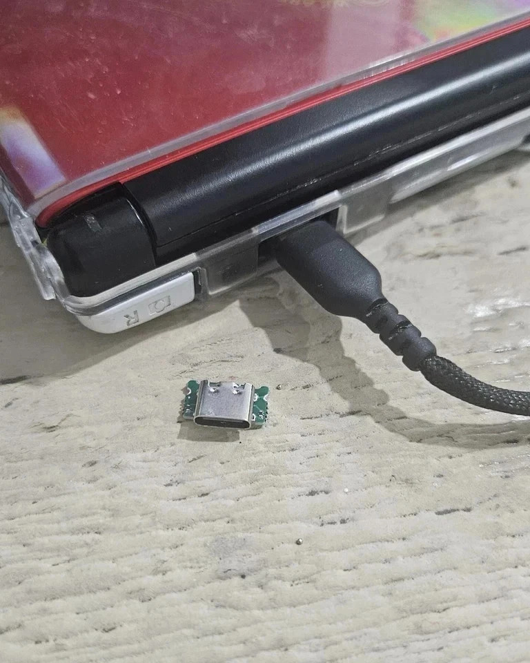Finished USB-C port fitted with jig on console shell